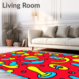 Comic Inspired Whimsical Doodle Design with Playful Abstract Shapes(Red)