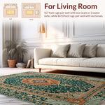 Ultra Soft Area Rug, Non Slip, Stain Resistant, Washable Area Rugs for Living Room, Bedroom, Boho Vintage Soft Non-Slip Living Room(Green) - ODIKA