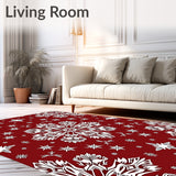 Nordic Snowflake Medallion with Festive Starburst Motifs(Red)