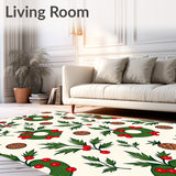 Festive Pine Wreath Holiday Doormat Decorative Indoor(Green)