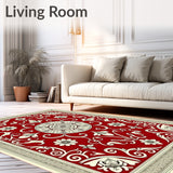 Festive Boho Medallion with Ornate Swirls and Leaf Motifs(Red)