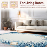 Coastal Serenity Area Blue Grey Seashells and Starfish(Blue)