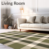Midcentury Mod Plaid Interlock Featuring Minimalist Check Motifs(Olive)