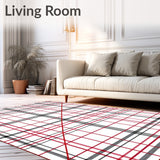 Tartan Inspired Accent with Bold Crosshatch Grid Design(Red)