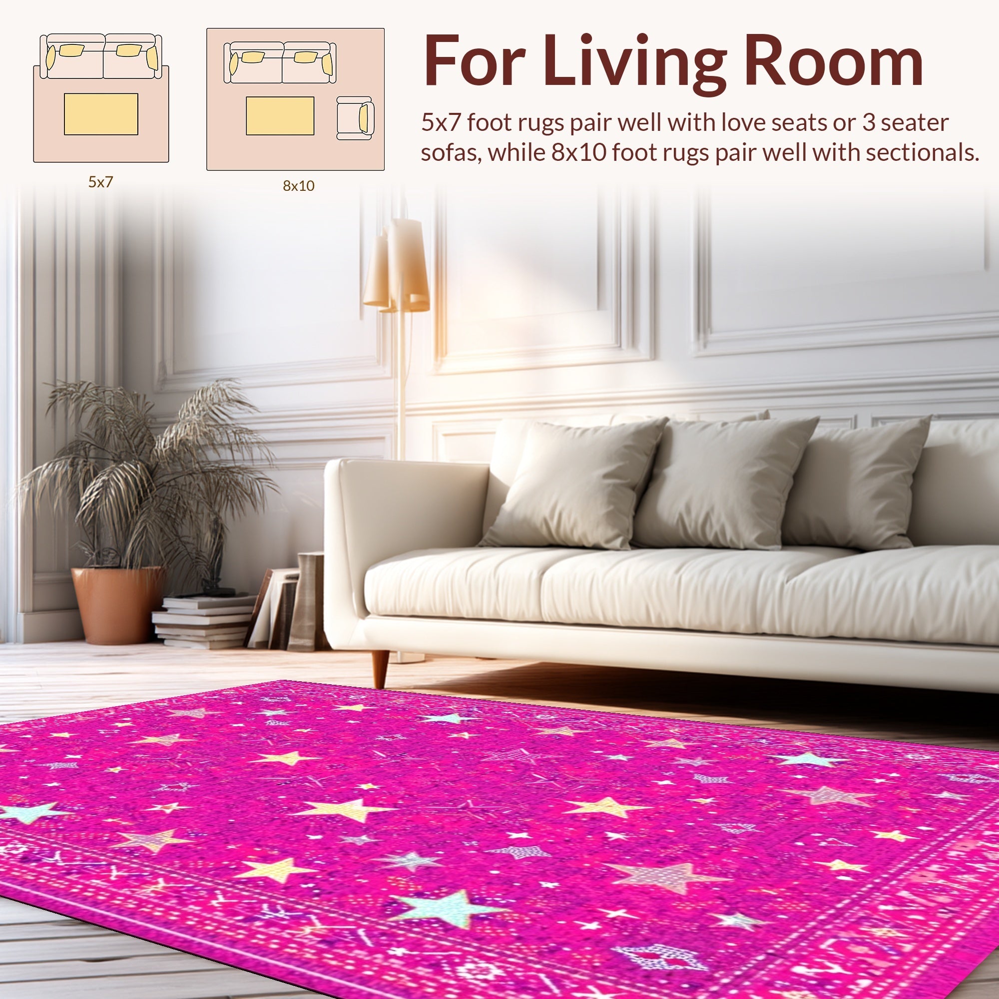 Ultra Soft Area Rug, Non Slip, Stain Resistant, Washable Area Rugs for Living Room, Bedroom, Preppy Pink Cowgirl Entryway Mat(Pink) - ODIKA