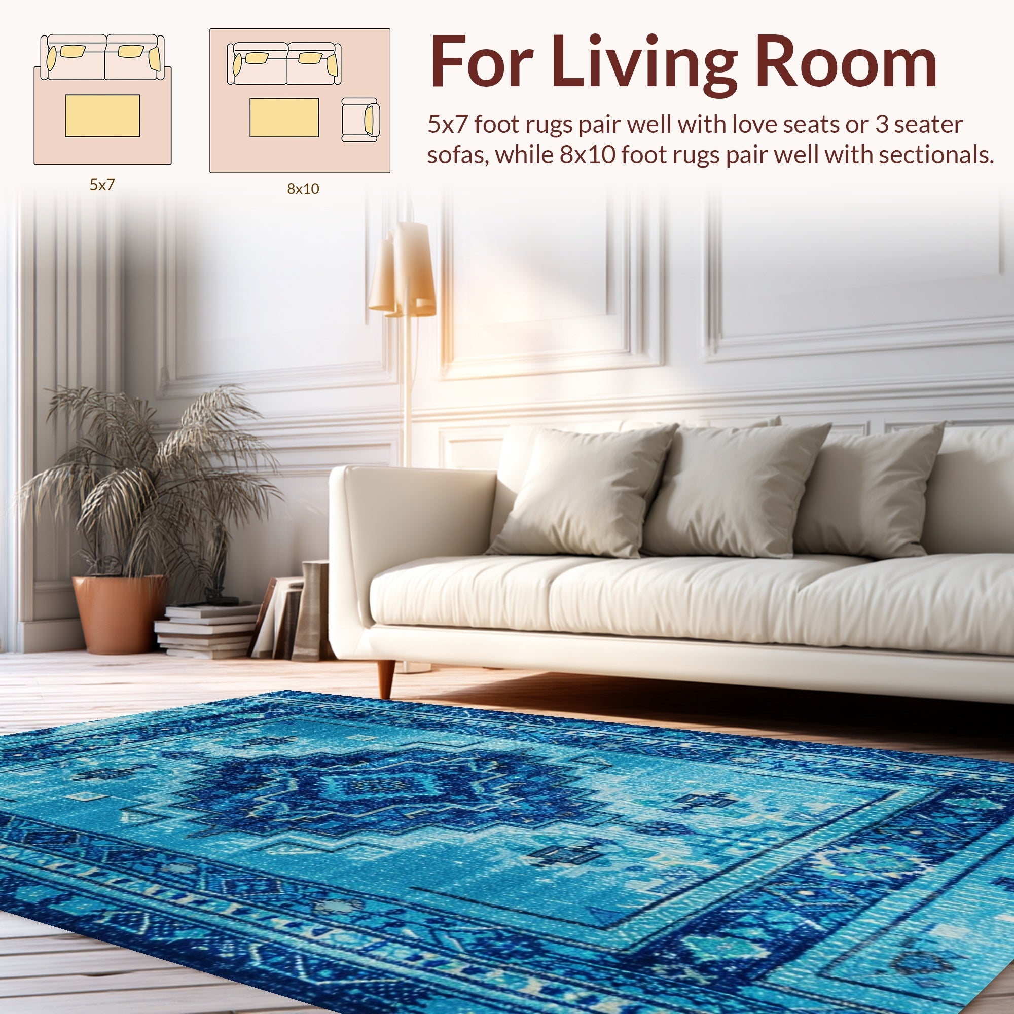 Ultra Soft Area Rug, Non Slip, Stain Resistant, Washable Area Rugs for Living Room, Bedroom, Carousel Kids Playroom(Blue) - ODIKA