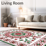 Holiday Festive Snowflake Area with Ornate Winter Motifs(Red)