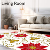 Winter Celebration Bells with Poinsettia Floral Swirls Decoration(Red)