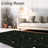Wispy Fir Branch Floor Covering with Shimmering Snowdrift(Black)