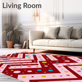 Boho Festive Chevron Stripes with Playful Dot Embellishments(Pink)