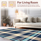 Abstract Plaid Mosaic Featuring Muted Hues(Blue)