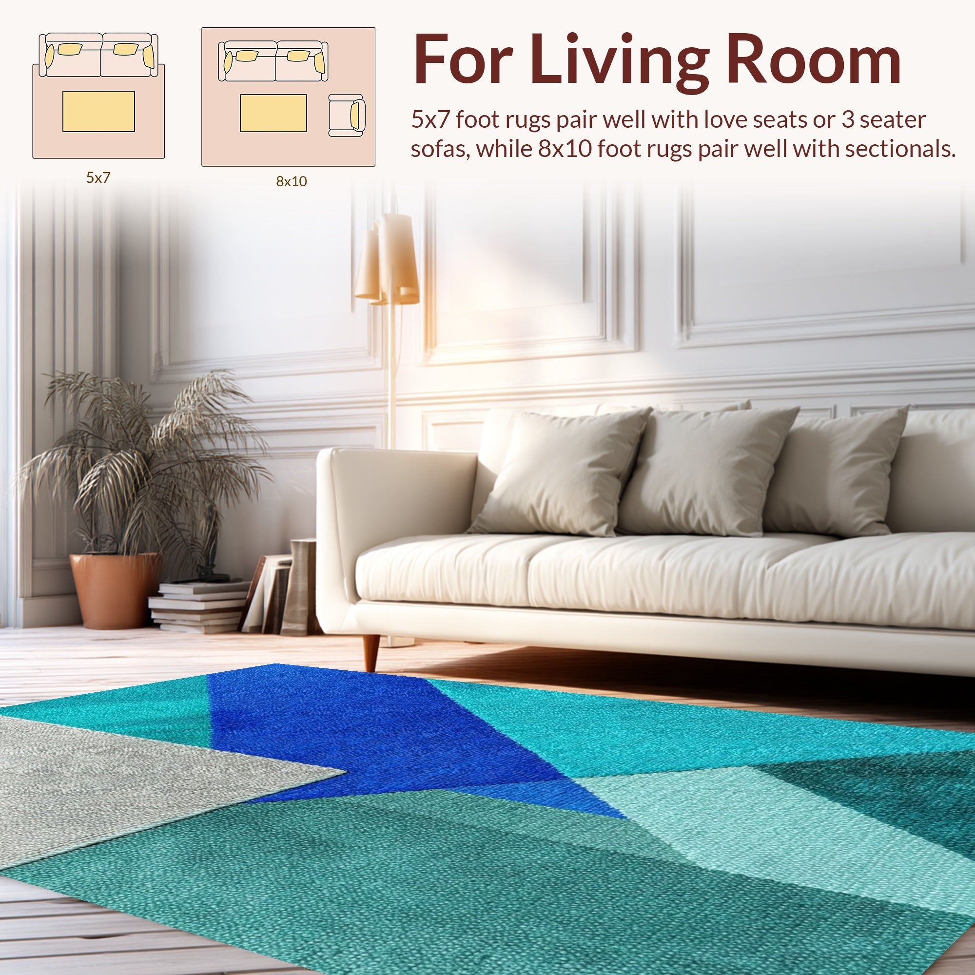 Ultra Soft Area Rug, Non Slip, Stain Resistant, Washable Area Rugs for Living Room, Bedroom, Modern Abstract Stain Resistant Living Room(Blue) - ODIKA