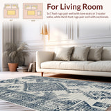 Ultra Soft Area Rug, Non Slip, Stain Resistant, Washable Area Rugs for Living Room, Bedroom, Distressed Vintage Non-Slip Living Room(Blue) - ODIKA