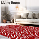 Festive Nordic Snowflake Trellis Modern Holiday Motif(Red)