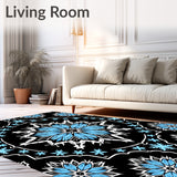 Winter Snowflake Medallion Design with Crystalline Details(Black)