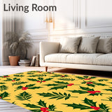 Festive Holly Branch with Berries Accent Floor Covering(Yellow)