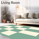 Abstract Bauhaus Inspired Checkerboard Floor Covering(Green)
