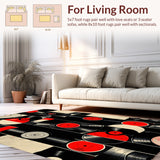 Ultra Soft Area Rug, Non Slip, Stain Resistant, Washable Area Rugs for Living Room, Bedroom, Music Record Vinyl Round(Black) - ODIKA