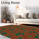Christmas Holly Leaf Area Festive Botanical Print(Brown)