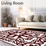 Burst Design with Intricate Petal Motifs and Symmetrical Flourishes(Red)