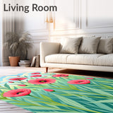 Enchanted Meadow Flower Slip Resistant Holiday Floor Cover(Pink)