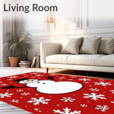 Festive Snowman with Falling Snowflakes Holiday(Red)