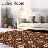 Nordic Plaid Starburst Interlocking Motif Festive Ornament Design(Red)