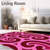 Abstract Swirl Design with Textured Wave Motifs(Pink)