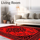 Luxurious Swirl Medallion Ornate Decorative Elegant Accent(Red)