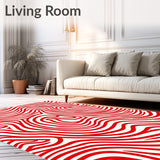 Whimsical Cane Swirl Featuring Playful Stripe Arrangements(Red)