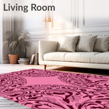 Enchanted Vine Paisley Blossom Curved Floral Arabesque(Pink)