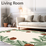 Pine Branch Cone Yuletide Theme Slip Free Floor Cover(Green)