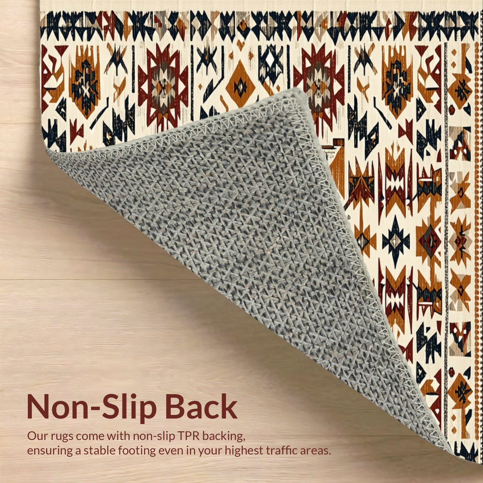 Ultra Soft Area Rug, Non Slip, Stain Resistant, Washable Area Rugs for Living Room, Bedroom, Non-Slip Western Aztec Living Room Rug(Brown) - ODIKA