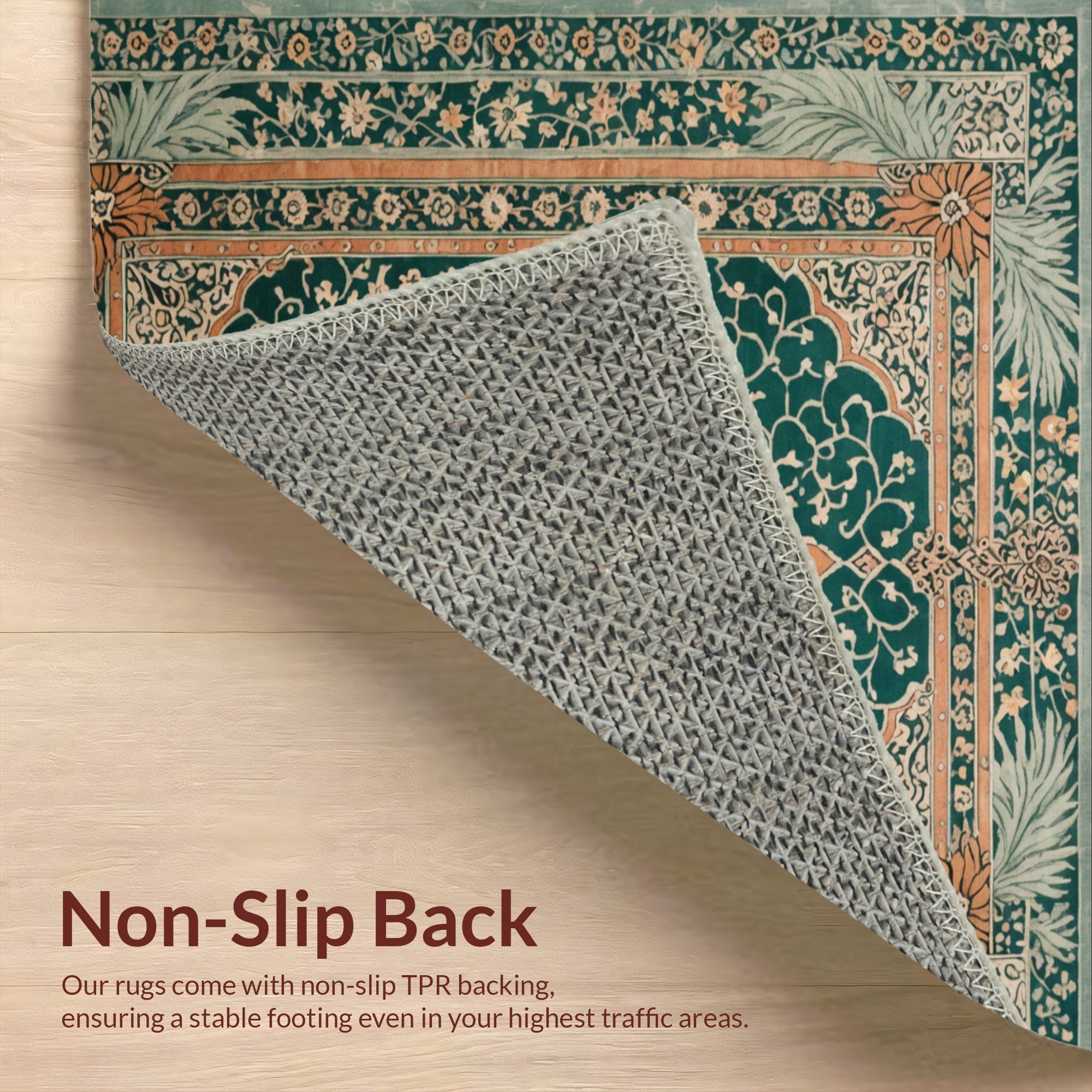 Ultra Soft Area Rug, Non Slip, Stain Resistant, Washable Area Rugs for Living Room, Bedroom, Boho Vintage Soft Non-Slip Living Room(Green) - ODIKA