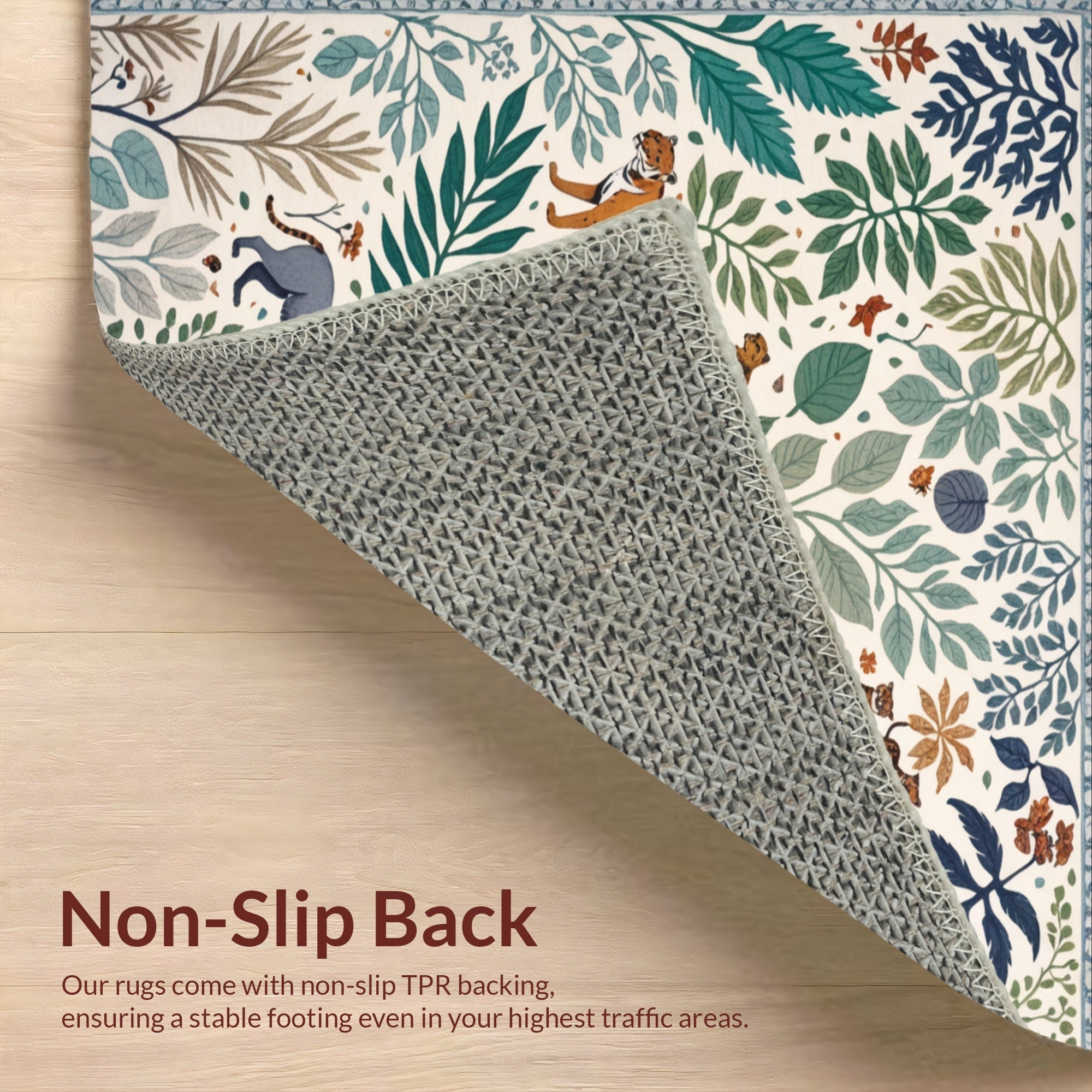 Ultra Soft Area Rug, Non Slip, Stain Resistant, Washable Area Rugs for Living Room, Bedroom, Soft Modern Jungle Print Nursery Rug(Ivory) - ODIKA