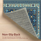 Ultra Soft Area Rug, Non Slip, Stain Resistant, Washable Area Rugs for Living Room, Bedroom, Vintage Boho Oriental Jungle(Blue) - ODIKA