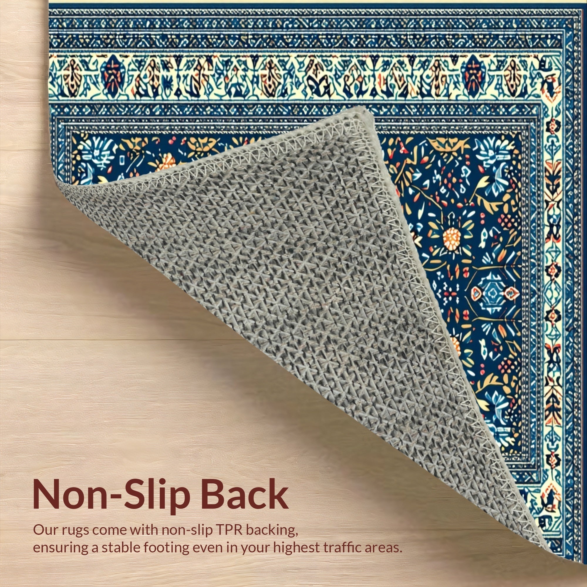 Ultra Soft Area Rug, Non Slip, Stain Resistant, Washable Area Rugs for Living Room, Bedroom, Vintage Boho Oriental Jungle(Blue) - ODIKA