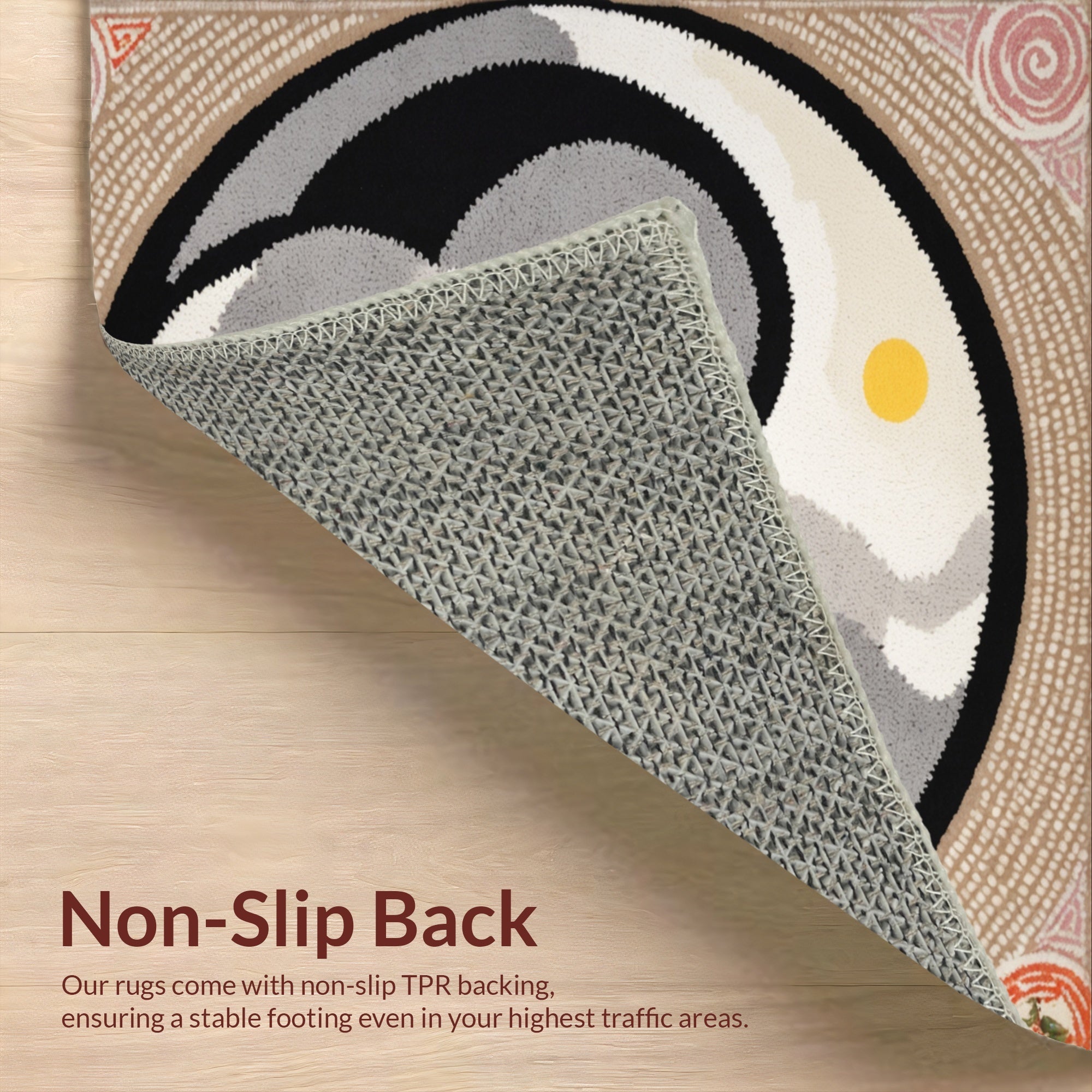 Ultra Soft Area Rug, Non Slip, Stain Resistant, Washable Area Rugs for Living Room, Bedroom, yin yang happy face(Gray) - ODIKA