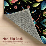 Boho Black Botanical Non Slip(Black)