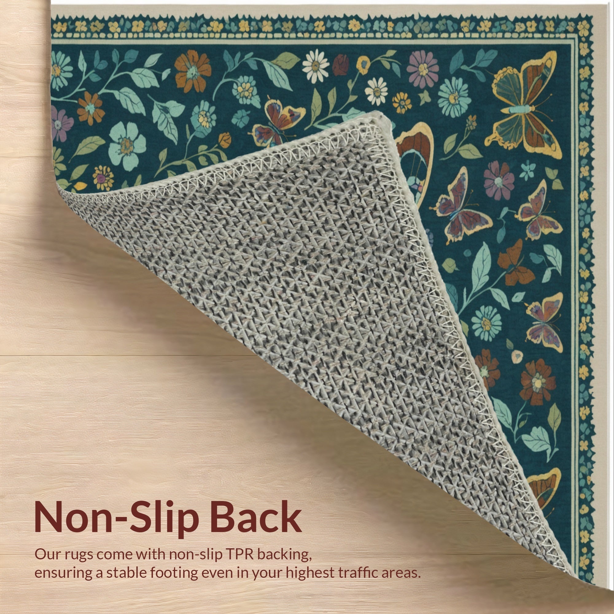 Ultra Soft Area Rug, Non Slip, Stain Resistant, Washable Area Rugs for Living Room, Bedroom, Butterfly Insect Print(Green) - ODIKA