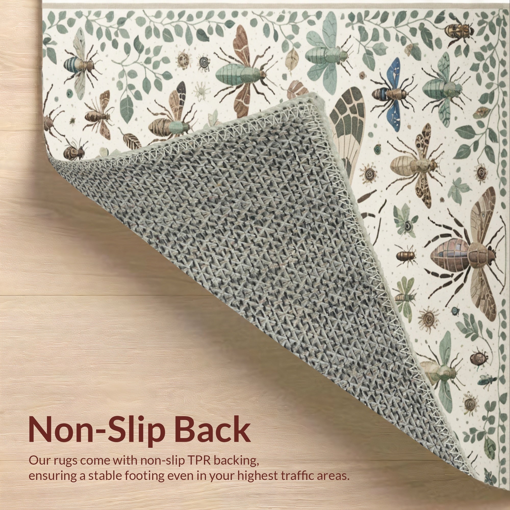 Ultra Soft Area Rug, Non Slip, Stain Resistant, Washable Area Rugs for Living Room, Bedroom, Modern Insect Print Stain Resistant Rug(Ivory) - ODIKA