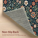 Ultra Soft Area Rug, Non Slip, Stain Resistant, Washable Area Rugs for Living Room, Bedroom, Boho Botanical Non-Slip Living Room(Black) - ODIKA