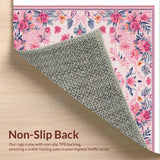 Boho Floral Non Slip Kids Room(Pink)