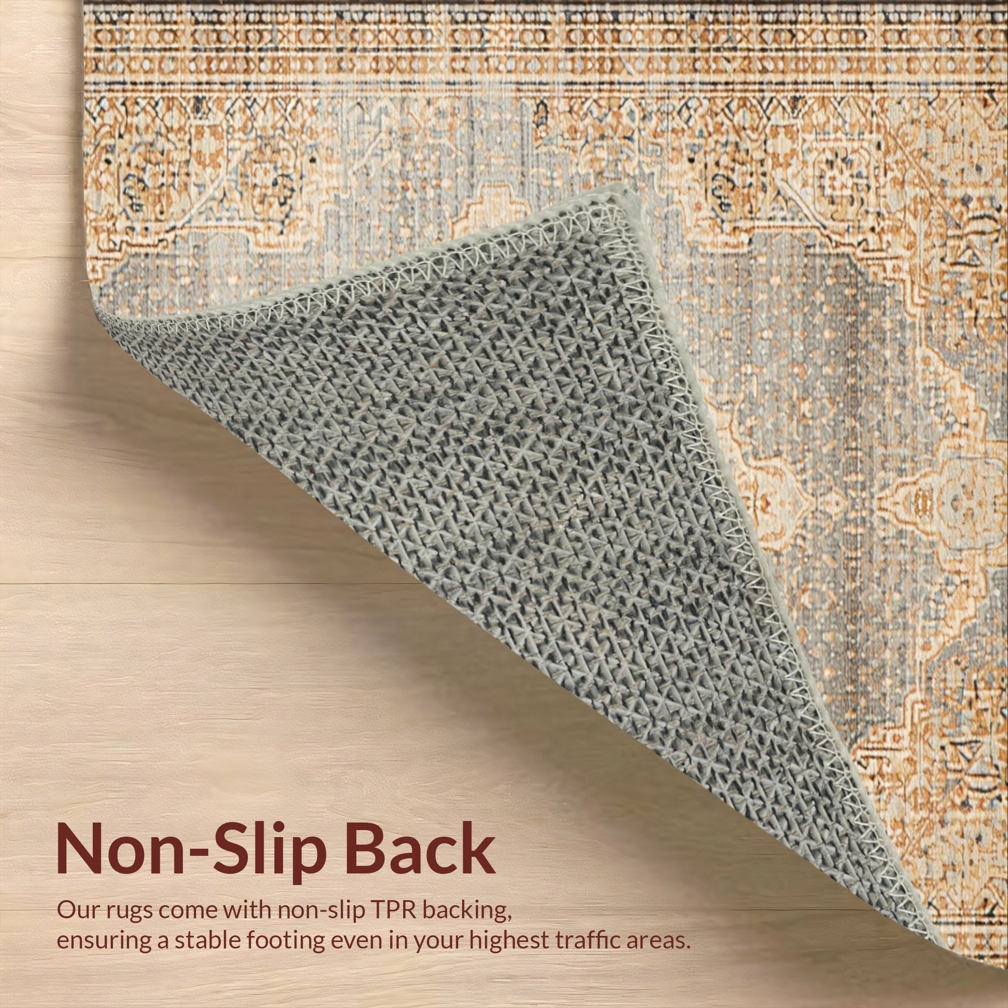 Ultra Soft Area Rug, Non Slip, Stain Resistant, Washable Area Rugs for Living Room, Bedroom, Handmade Distressed Wool Viscose(Beige) - ODIKA
