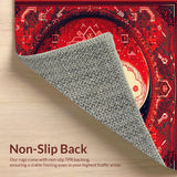 Ultra Soft Area Rug, Non Slip, Stain Resistant, Washable Area Rugs for Living Room, Bedroom, Soft Non-Slip Yin Yang Meditation Rug(Red) - ODIKA