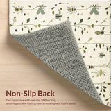 Ultra Soft Area Rug, Non Slip, Stain Resistant, Washable Area Rugs for Living Room, Bedroom, Insect Print Low Pile(Ivory) - ODIKA