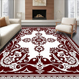 Luxurious Velvet Damask Ornamental Flourish Decorative Accent(Brown)