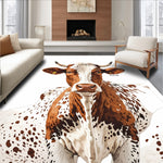 Ultra Soft Area Rug, Non Slip, Stain Resistant, Washable Area Rugs for Living Room, Bedroom, Soft Brown Cow Print Western Decor(Brown) - ODIKA
