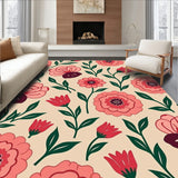 Dreamy Wildflower Meadow Anti Slip Surface with Contemporary Styling(Beige)