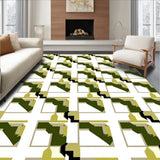 Mid Modern Interlocking Checkerboard with Bauhaus Inspired Plaid Motifs(White)